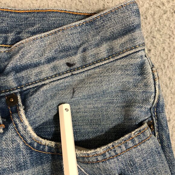 Abercrombie Fitch Jeans Mens 30x32 Blue Button‎ Fly Preppy Thrashed Distressed - Picture 3 of 11